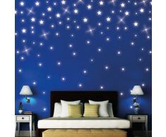 Wandtattoo Loft: Sternenhimmel 100 Sterne - fluoreszierend (leuchten im Dunklen) nachtleuchtende Sterne und Leuchtpunkte