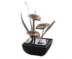 Gaoominy Dekorative Innen Springbrunnen Lotus Brunnen Harz Handwerk Geschenke Feng Shui Rad Desktop Springbrunnen für Haus BüRo Teehaus Dekoration Eu Stecker