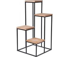 Koopmann Pflanzentreppe mit 4 Etagen Ebenen Pflanzenregal Blumrenregal Balkonregal Blumenständer für innen Mehrstöckig Badregal aus Metall und Holz Vintage Industrial schwarz 34 x 34 x 67 cm
