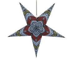 Guru-Shop Faltbarer Advents Leucht Papierstern, Weihnachtsstern Horus - Blau/rot, 60x60x20 cm, Star Fensterdeko, 5 Spitzen
