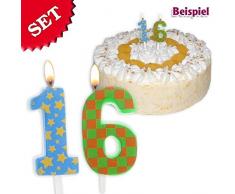 Geburtstagskerzen Zahl 16, 2,5cm
