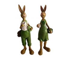 ABEESEA 2 Stück 30 cm hoch handbemalte Hasenfiguren mit Ostereier Statue, für den Innen- und Außenbereich, Skulptur für Garten, Heimdekoration, Bücherregal, Rugby-Fan