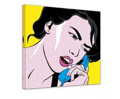 Keilrahmenbild - Pop-Art Frau mit Telefon - Bild auf Leinwand - 80x80 cm - Leinwandbilder - Urban & Graphic - Andy Warhol - Retro - Comic