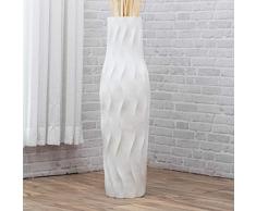 Leewadee Große Bodenvase für Dekozweige hohe Standvase Design Holzvase 90 cm, Mangoholz, weiß