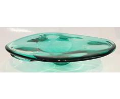 Oberstdorfer Glashütte Grosse Schale grün transparent Dekoschale Kerzenschale Moderne Glas Schale mundgeblasen in Transparentem grün Durchmesser ca. 32 cm Höhe ca. 7 cm