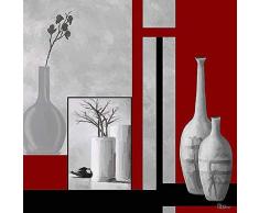 Rahmen-Kunst Keilrahmen-Bild – Celito Medeiros: Still Life in Red and Grey Leinwandbild Stilleben Vasen modern