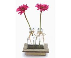 Flaschen-Vase mit Fuß PUUTÄHTI H17B16T11 cm aus Holz und Glas mit Jute Schleife und Holz-Stern