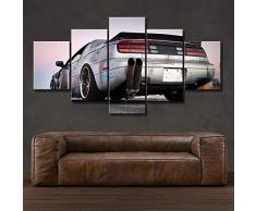 ZYHCHH Bild auf Leinwand Modulare 5 Leinwandbilder Kunst Stück Poster Deko Wandbild Moderne Kunst gedruckt Wand Leinwand Bild 5 Panel Retro Auto Home Dekoration Wohnzimmer hängen 200x100cm（Rahmenlos）