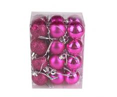 Luccase Kunststoff Christbaumkugeln 30mm Weihnachten Xmas Baum Ball Christbaumkugel Hängen Zuhause Party Ornament Dekor, 24 Teile / Paket (Pink)