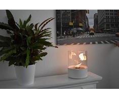 GLOW FIRE Ethanol-Tischkamin Emma, Rundes Tischfeuer in Schwarz, Weiß, Silber, 11 Stunden Brenndauer, Zimmerkamin mit großem Flammenspiel, Dekofeuer mit TÜV-Zertifikat - Weiß