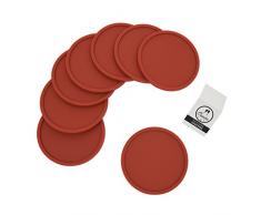 Coastee Silikon-Untersetzer - 8 Stück, rot, Glasuntersetzer-Set für Bar, Wohnzimmer, Küche