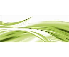 Artland Glasbilder Wandbild Glas Bild einteilig 125x50 cm Querformat Moderne Kunst Abstrakt Modern Rauch Welle Grün T1EU