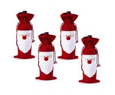 Keysui Weihnachtsmann Weinflasche Tasche Weihnachten Geschenktüte für Wein/Sekt/Spirituosenflaschen(Pack of 4)