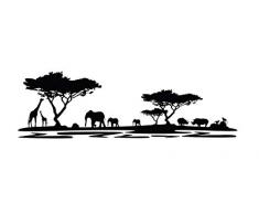 PrimeStick Premium Wandtattoo Wandaufkleber Afrika Elefanten Giraffen Nilpferde Maxi XXL 1,86m x 0,6 Motiv: #72 schwarz