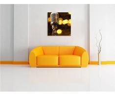 Mikrofon Rockabilly Retro Leinwandbild Kunstdruck Keilrahmen Motive Poster, Format: 40x40 auf Leinwand, XXL riesige Bilder fertig gerahmt mit Keilrahmen, Kunstdruck auf Wandbild mit Rahmen, günstiger als Gemälde oder Ölbild, kein Poster oder Plakat