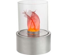 LED Tischlampe im Design Tischkamin Tischfeuer Glas Rund Deko-Feuer (Stimmungslicht, Höhe 29 cm, Durchmesser 21 cmDeko-Lampe, Flackende Flamme, Tischleuchte)
