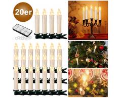 YAOBLUESEA 20stk Weinachten LED Kerzen Lichterkette Kabellos Weihnachtskerzen Christbaumschmuck Weihnachtsbaumbeleuchtung mit Fernbedienung Kabellos für Weihnachtsbaum Weihnachtsdeko Hochzeit Beige