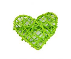 PERIWIN Rattan-Kugel, Herzform, Rattan-Ball, Weihnachten, Geburtstag, Party, Hochzeit, Zuhause, Kindergarten, Dekoration, 7 cm, Rosenrot