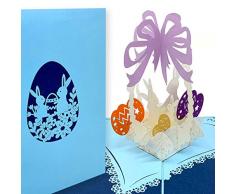 3D Osterkarte mit 2 Osterhasen und Ostereiern, 3D Pop up Karte, Happy Easter Card, Grußkarte, Ostergeschenk, Geschenkkarte, Frohe Ostern Karte, VERSAND INNERHALB VON 24h