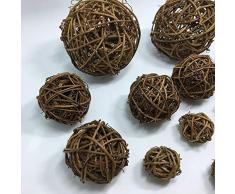 MoonyLI Handgemachte Korbweide Rattan Kugel Vase Füller DIY Zubehör Natürliche gewebte Zweig Rattan Kugeln 5St