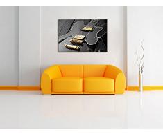 elegante E-Gitarre schwarz/weiß Format: 80x60 auf Leinwand, XXL riesige Bilder fertig gerahmt mit Keilrahmen, Kunstdruck auf Wandbild mit Rahmen, günstiger als Gemälde oder Ölbild, kein Poster oder Plakat