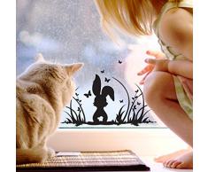 Fensterbilder Fensterdeko Ostern Frühling Hase Häschen Osterhase Wiese und Schmetterlinge M1364f