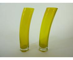 Dekorative geschwungene Glasvasen Röhre im 2er-Set Blumenvase Dekoration (gelb)