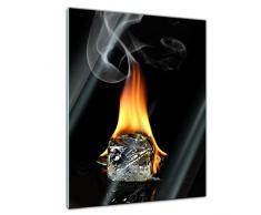 Glasbild - Brennender Eiswürfel - - 60 x 80 cm - Deko Glas - Wandbild aus Glas - Bild auf Glas - moderne Glasbilder - Glasfoto - Echtglas - kein Acryl - Handmade