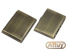 ATTUY Business Singapore hochwertiges Premium Zigarettenetui in der Geschenkbox für 16 Zigaretten, Farbe Kupfer im Metall-Look, Etui mit Metallspange / Klammerhalterung mit Bravour-Muster