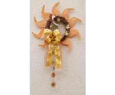 Generisch Türkranz Herbst Sisal-Sonnenblume mit Kranz Holz-Igel 39x62cm Handarbeit Einzelstück