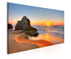 decomonkey Bilder Sonnenuntergang 120x40 cm 1 Teilig Leinwandbilder Bild auf Leinwand Vlies Wandbild Kunstdruck Wanddeko Wand Wohnzimmer Wanddekoration Deko Meer Strand