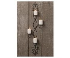 Wandkerzenhalter, Kerzenständer für die Wand-Montage für 4 Stumpenkerzen, in antikbraun aus Eisen, Höhe ca. 93 cm