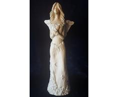 WERBUNGkreativ Engel Engelsfigur Große Figur XL 32cm Hoch Tonfigur Gips Engelchen Schutzengel mit Mond und Sternen im Kleid