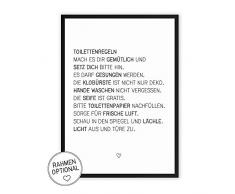 Wunderpixel® Kunstdruck Toilettenregeln - auf wunderbarem Hahnemühle Papier DIN A4 | ohne Rahmen- schwarz-weißer FineArt-Print Poster Wand-Dekoration Büro Wohnung/Geschenk-Idee - witzige Klo-Ordnung