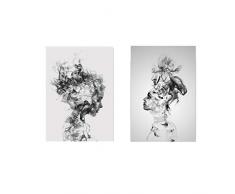 UJUNAOR 2 Teilig Wandbild Hochwertiger Frau Leinwand Bilder Poster Drucken Moderne Kunstdruck für Zuhause Wohnzimmer Schlafzimmer Küche Hotel Büro Geschenk(Schwarz,Large)