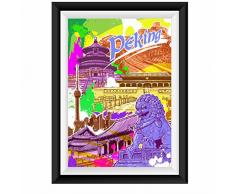 Peking China Streetart Poster Plakat für das Wohnzimmer Kunstdruck Bild - ungerahmt - INDIVIDUELLE GRÖßE tolle Geschenkidee mit Flair - Fine Art Print Leinwanddruck ab DIN A4 - 80x120 cm XXL