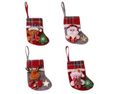 LAOZI, Weihnachtsstrümpfe, Socken, Geschenkbeutel, Weihnachtsbaumschmuck, Dekoration, Heimdekoration (Weihnachtsmann/Schneemann/Elch/Bär), 4 Stück