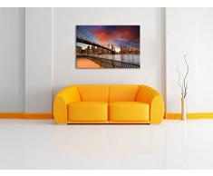 Brooklyn Bridge Park New York Format: 100x70 auf Leinwand, XXL riesige Bilder fertig gerahmt mit Keilrahmen, Kunstdruck auf Wandbild mit Rahmen, günstiger als Gemälde oder Ölbild, kein Poster oder Plakat