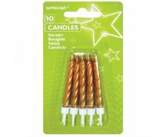 NEU Kerzen-Set gold mit Halter, 10 Stk.