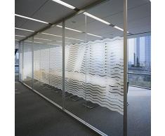LEMON CLOUD Undurchsichtige Fensterfolie Sichtschutzfolie Elektrostatische Folie ohne Kleber für Wellenmuster des Sichtschutzbüros (60 x 200 cm)