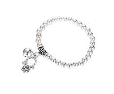 ValianhAgen Damen Vintage Hamsa Fatima Handglocke Perlen Legierung Band Armband Schmuck Geschenk Silber