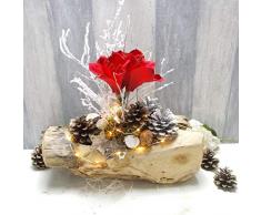 Adventsgesteck in Baumstamm mit Amaryllis, Gesteck Weihnachten, Weihnachtsdeko,