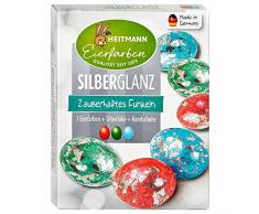 Heitmann Eierfarben Silberglanz - 3 Kaltfarben, Glitzerfolie - glitzerndes Osternest - Ostern - Ostereier bemalen, Ostereierfarbe