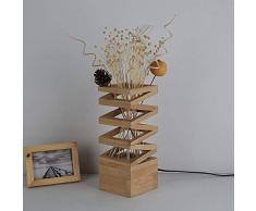 W-LI Moderne, Nordische, Minimalistische Holzvase Led Schreibtischlampe, Led-Nachtlicht Weiße Eiche Vase Als Lampenkörper, 7W L
