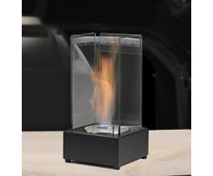 clic-and-get KDS09 Denver Bio-Ethanol Edelstahl Tischkamin Luxuskamin Kamin Gelkamin, schwarz, klar