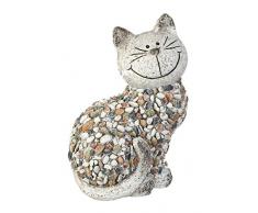 formano Gartenfigur Katze sitzend Dekofiguren Tierfiguren in Kieselstein-Optik aus wetterfestem Magnesia (bunt - Katze sitzend)