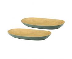 BIOZOYG Bio Obstschalen Set 2 Stück Bambusoptik Petrol I Servierschale Bambus Schale Oval 21 x 34 cm I Umweltfreundliches Bambus-Geschirr Teller-Set Dekoteller Bambus Snackschale Snackteller
