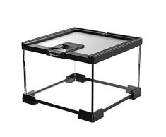 FDSFD Amphibien-Reptilien-Glaszuchttank, 360-Grad-Panoramabild, Push-Pull-Schalter, Belüftung, Antifouling-Schutz, Rissbeständigkeit, einfaches Füttern