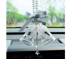 THYQU Weihnachten Doppel Glocke Kristall Anhänger Auto Anhänger Auto Rückspiegel Dekoration Auto Ornamente Raumdekoration, fünf, Spitze Glocke