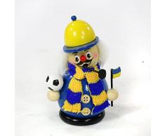 Räuchermann als Fussballer mit blau / gelbem Outfit, ca. 12 cm